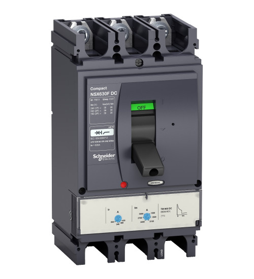 Schneider Electric LV438267 - circuit breaker Compact NSX400F DC, 36 kA at 750 VDC, TM-DC trip unit, 400 A rating, 3 poles
