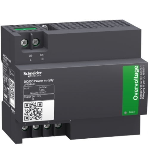 LV454440 - External power supply module, input voltage 24VDC to 30VDC, output voltage 24VDC, output current 1A - Schneider Electric LV454440 - External power supply module, input voltage 24VDC to 30VDC, output voltage 24VDC, output current 1A - Schneider Electric