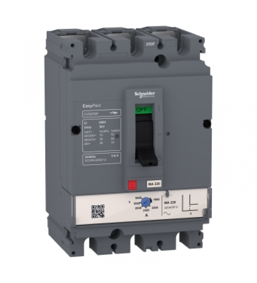 Schneider Electric LV510444 - circuit breaker EasyPact CVS100F, 36 kA at 415 VAC, 50 A rating magnetic MA trip unit, 3P 3d