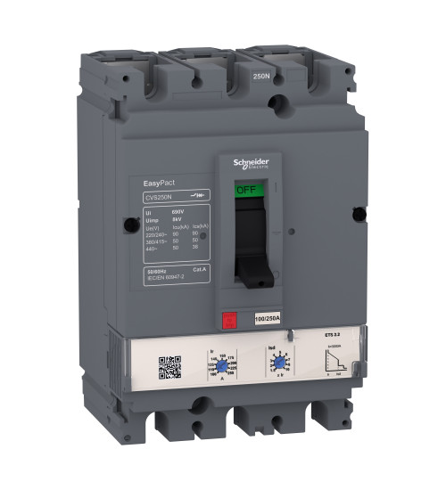 LV510555 - circuit breaker, Easy Pact CVS100N, 50kA at 415V AC, ETS2.2, 100A, 3P 3d - Schneider Electric