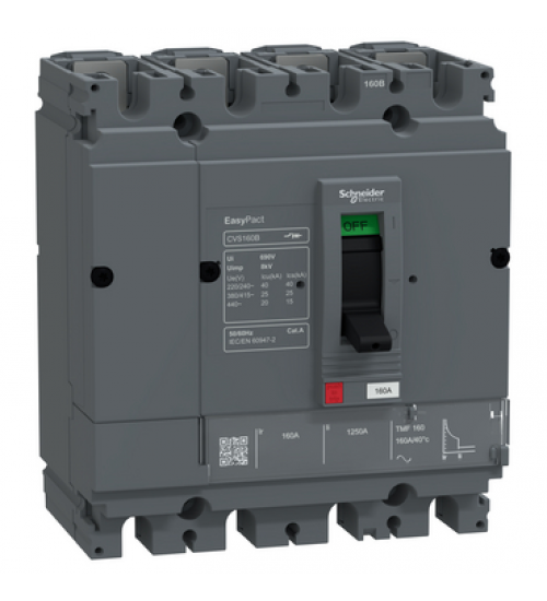 LV516313FT - circuit breaker, EasyPact CVS160B, 25kA at 415VAC, 160A, TMF trip unit, 4P3d, FTFM - Schneider Electric LV516313FT - circuit breaker, EasyPact CVS160B, 25kA at 415VAC, 160A, TMF trip unit, 4P3d, FTFM - Schneider Electric