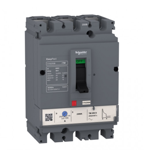 LV525302_NPX - circuit breaker EasyPact CVS250B, 25 kA at 415 VAC, 200 A rating thermal magnetic TM-D trip unit, 3P 3d - Schneider Electric