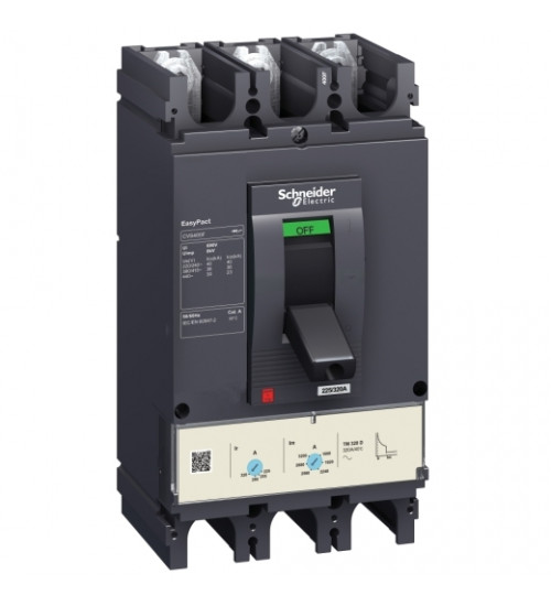 Schneider Electric LV563505 - circuit breaker EasyPact CVS630F, 36 kA at 415 VAC, 630 A rating ETS 2.3 electronic trip unit, 3P 3d