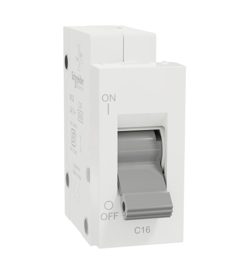 Schneider Electric MLMM161P_WH - Miniature circuit-breaker, Miluz Lara, 16A, C-curve, 1 module, white