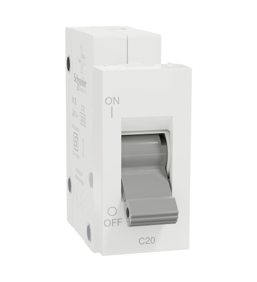 Schneider Electric MLMM201P_WH - Miniature circuit-breaker, Miluz Lara, 20A, C-curve, 1 module, white