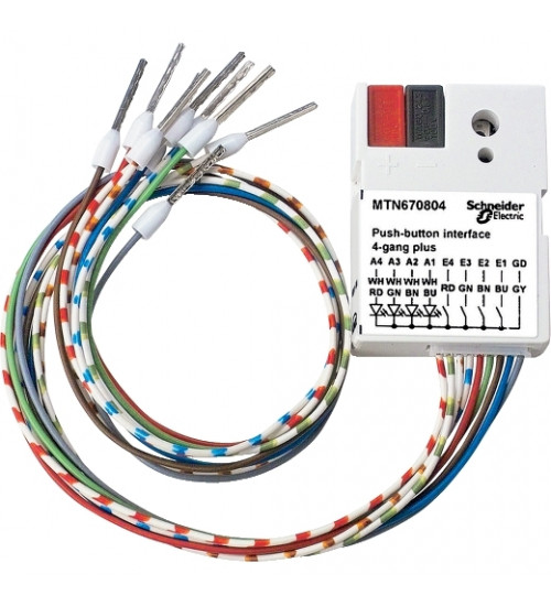 Schneider Electric MTN670804 - Push-button interface, 4-gang plus, polar white