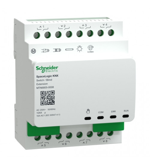 Schneider Electric MTN6805-0008 - Combined blind relay, SpaceLogic KNX, extension 8 channel, 10AX/16AC1, 250V, DINrail, white