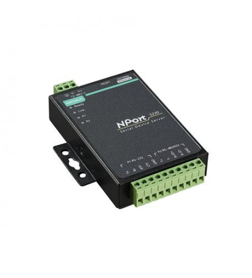 NPort 5230-T, 2-port device server with 1 RS-232 port and 1 RS-422/485 port, -40 to 75°C operating temperature NPort 5230-T, 2-port device server with 1 RS-232 port and 1 RS-422/485 port, -40 to 75°C operating temperature
