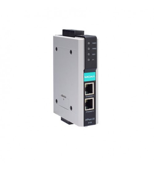 NPort IA-5150-T, 1-port RS-232/422/485 device server with 2 10/100BaseT(X) ports (RJ45 connectors, single IP), -40 to 75°C operating temperature NPort IA-5150-T, 1-port RS-232/422/485 device server with 2 10/100BaseT(X) ports (RJ45 connectors, single IP), -40 to 75°C operating temperature
