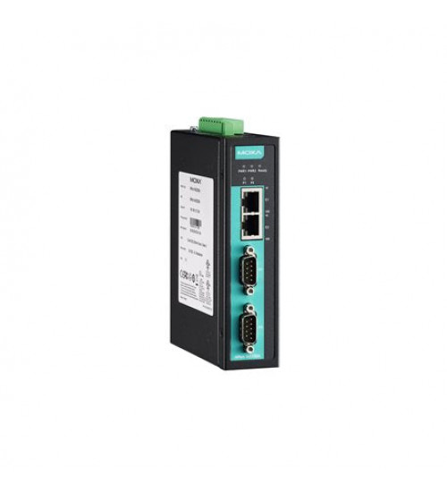 NPort IA5250AI-T-IEX, 2-port RS-232/422/485 industrial automation device server with serial/LAN/power surge protection, 2 10/100BaseT(X) ports with single IP, 2 kV isolation, IECEx, -40 to 75°C operating temperature