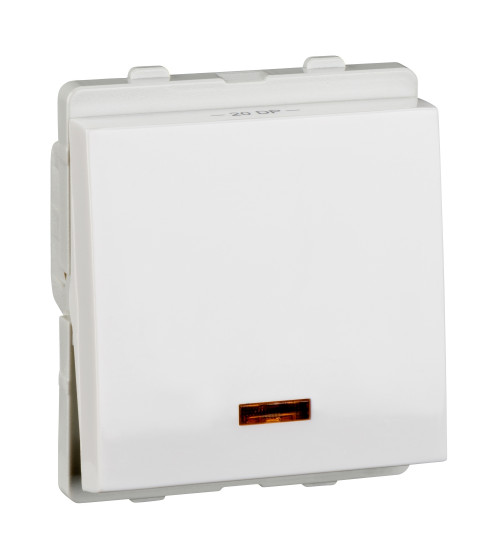 Schneider Electric P1120 - Switch, Livia, 1-way 2-pole, 20A, 2 module, IP2X, with indicator lamp, white