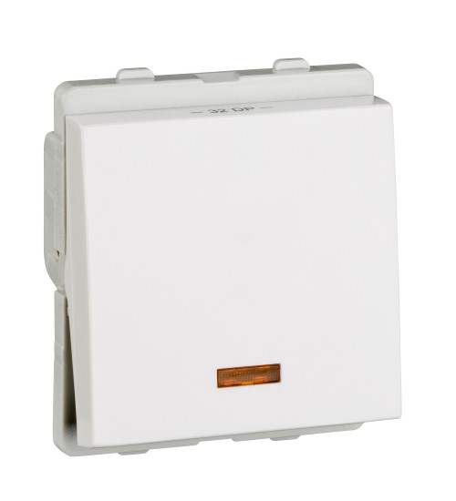 Schneider Electric P1132 - Switch, Livia, 1-way 2-pole, 32A, 2 module, IP2X, with indicator lamp, white