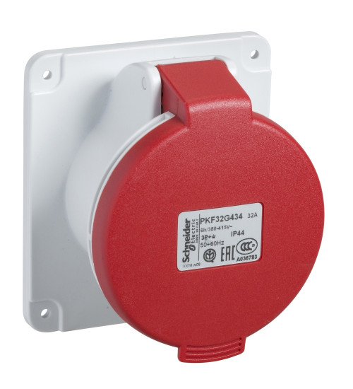 Schneider Electric PKF16G434 - PratiKa socket - screw - straight - 16A - 3P + E - 380...415 V AC - panel