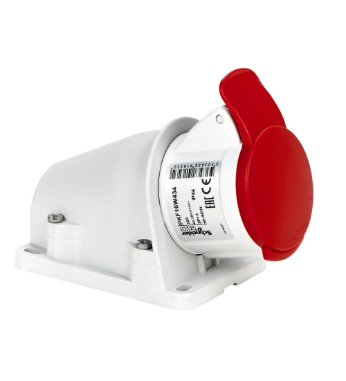 Schneider Electric PKF16W434 - PratiKa socket - screw - angled - 16A - 3P + E - 380...415 V AC - wall