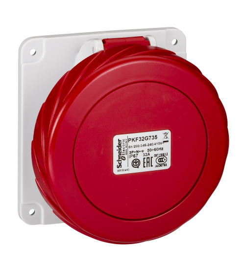Schneider Electric PKF32G735 - PratiKa socket - screw - straight - 32A - 3P + N + E - 380...415 V AC - panel
