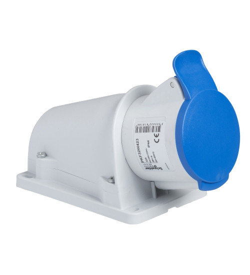 PKF32W423 - PratiKa socket - screw - angled - 32A - 2P + E - 200...250 V AC - wall - Schneider Electric