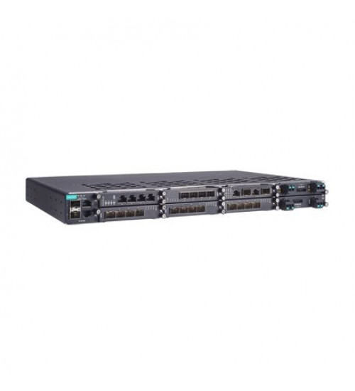 PT-G7828, PT-G7828 Moxa, Layer 3 modular managed Ethernet switch with 2 100/1000BaseSFP and 2 10/100/1000BaseT(X), 6 slots for Ethernet modules and 2 slots for power modules, for a maximum of 28G ports total PT-G7828, PT-G7828 Moxa, Layer 3 modular managed Ethernet switch with 2 100/1000BaseSFP and 2 10/100/1000BaseT(X), 6 slots for Ethernet modules and 2 slots for power modules, for a maximum of 28G ports total