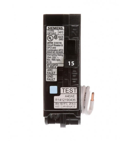 Siemens - Q115DFCSA - 15 Amp Dual Function Circuit Breaker