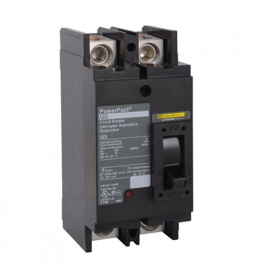 Square D QDL22225 - Circuit breaker, PowerPacT Q, 225A, 2 pole, 240VAC, 25kA, lugs, thermal magnetic, 80% | Schneider Electric