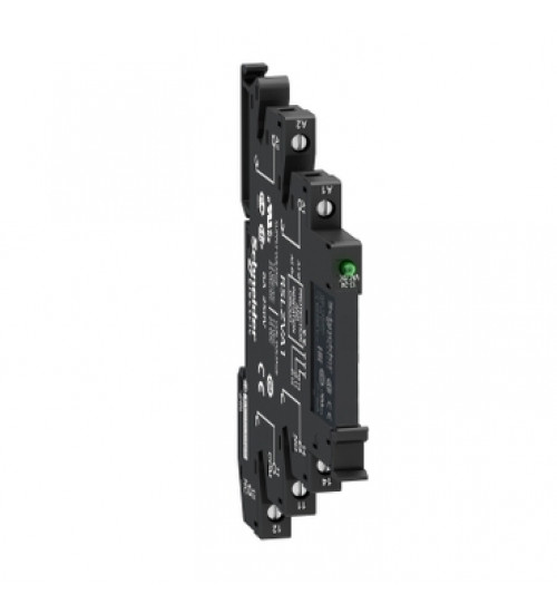 Schneider Electric RSL1PVBU - Slim interface relay pre-assembled, 6 A, 1 CO, LED, protection module, spring terminal, 24 V AC