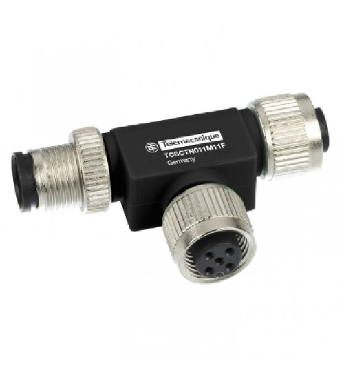 TCSCTN011M11F - Radio frequency identification XG, Network â€œTâ€ connector, RS485 network or CANopen, M12, 5 pin 1 male/ 2 female - Telemecanique