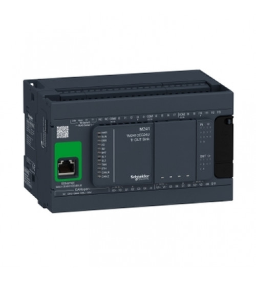 Schneider Electric Modicon M241 24 IO Transistor NPN Ethernet CAN Master Logic Controller, TM241CEC24U