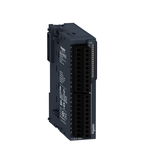 Schneider Electric TM3DQ16U - discrete output module, Modicon TM3, 16 outputs transistor NPN, screw