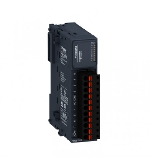 Schneider Electric TM3DQ8RG - discrete output module, Modicon TM3, 8 relay outputs, spring, 24V DC