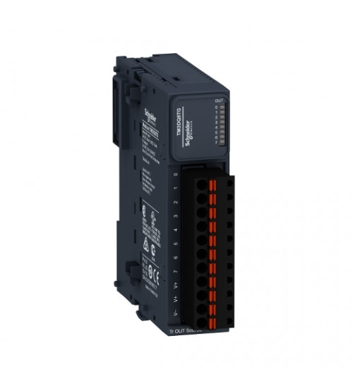 Schneider Electric TM3DQ8TG - discrete output module, Modicon TM3, 8 outputs transistor PNP, spring