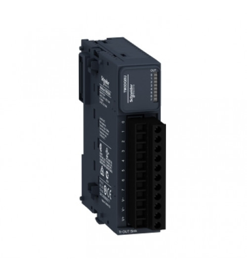 Schneider Electric TM3DQ8U - discrete output module, Modicon TM3, 8 outputs transistor NPN, screw