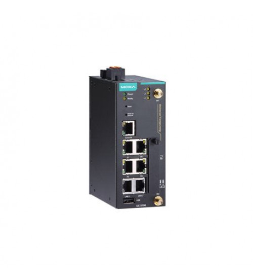 UC-5101-T-LX, Arm-based industrial computing platform with Cortex-A8 1 GHz CPU, 4 serial ports, 2 Ethernet ports, 1 SD slot, 4 DIs, 4 DOs, 1 USB port, -40 to 85°C operating temperature range