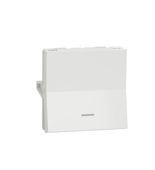Schneider Electric UNS32DP2M_WE - Switch, Unica Pure, with indicator, 2-pole 1-way, 32A, 2 modules, pillar terminals, white
