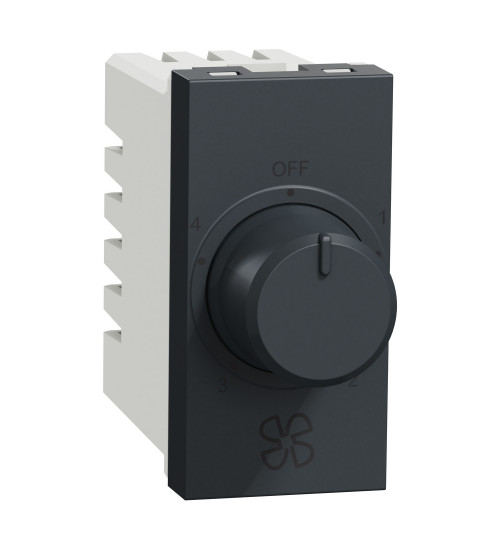 Schneider Electric UNS4STFAN1M_GY - Selector switch, Unica pure, 4 steps 360 deg fan regulation, 1 module, grey