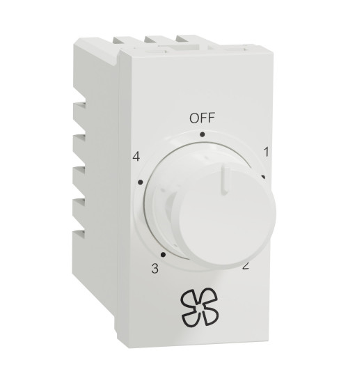 Schneider Electric UNS4STFAN1M_WE - Selector switch, Unica pure, 4 steps 360 deg fan regulation, 1 module, white