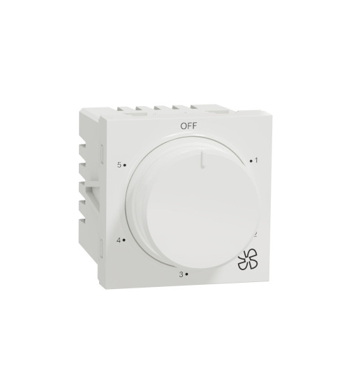 Schneider Electric UNS5STFAN2M_WE - Selector switch, Unica pure, 5 steps 360 deg fan regulation, 2 modules, white