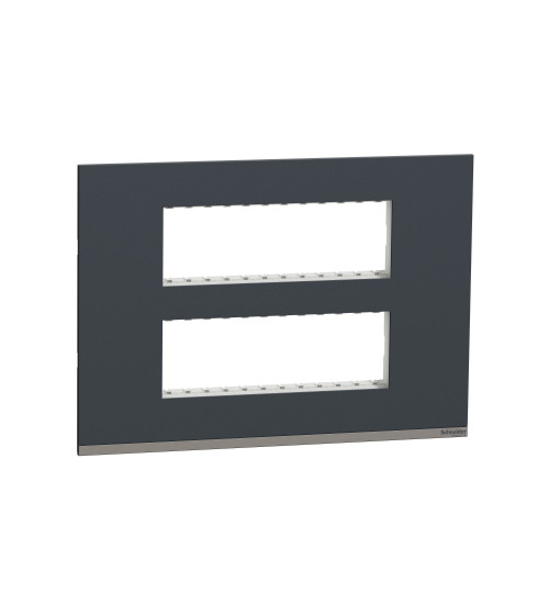 Schneider Electric UNSCP12M_GY - Cover Frame, Unica Pure, with fixing frame, 2 gangs, 2 x 6 modules, volcanic grey