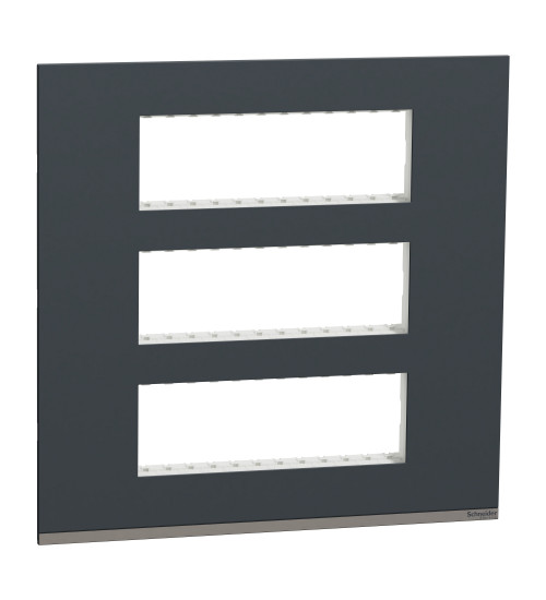 Schneider Electric UNSCP18M_GY - Cover Frame, Unica Pure, with fixing frame, 3 gangs, 3 x 6 modules, volcanic grey