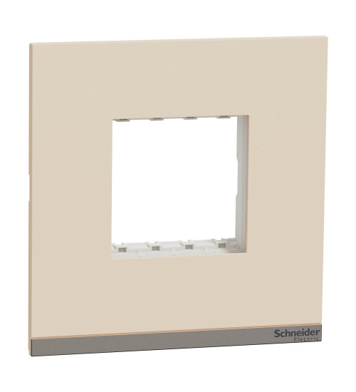 Schneider Electric UNSCP2M_CL - Cover Frame, Unica Pure, with fixing frame, 1 gang, 2 modules, sandy beige