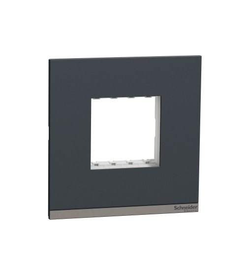 Schneider Electric UNSCP2M_GY - Cover Frame, Unica Pure, with fixing frame, 1 gang, 2 modules, volcanic grey