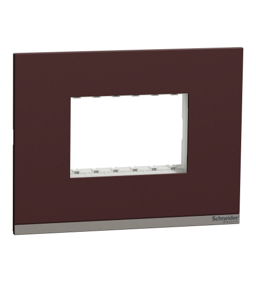 Schneider Electric UNSCP3M_CD - Cover Frame, Unica Pure, with fixing frame, 1 gang, 3 modules, mocha brown