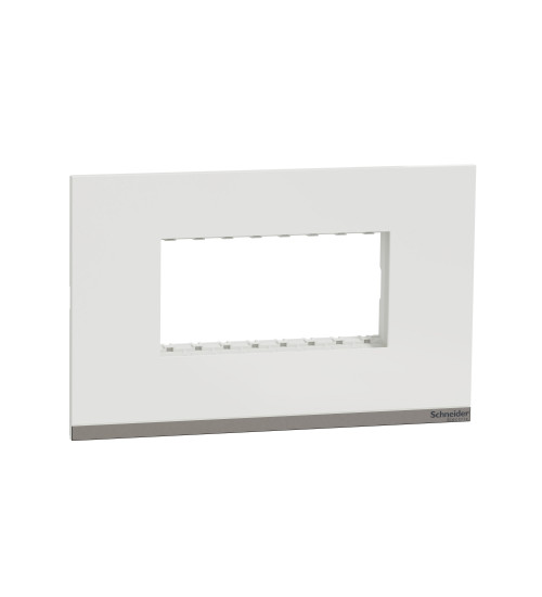 Schneider Electric UNSCP4M_WE - Cover Frame, Unica Pure, with fixing frame, 1 gang, 4 modules, polar white