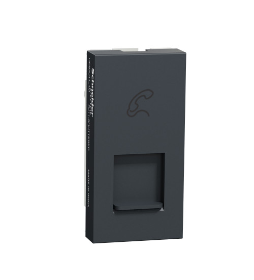 Schneider Electric UNSRJ11_1M_GY - Telephone socket, Unica Pure, RJ11, with shutter, grey