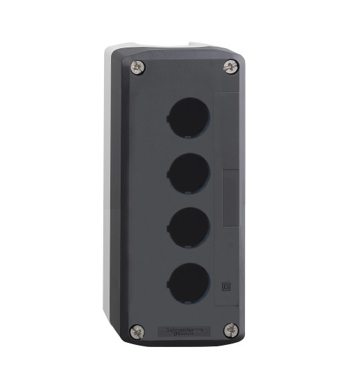 Schneider Electric XALD04 - dark grey empty enclosure lid with light grey base - 4 cut-outs