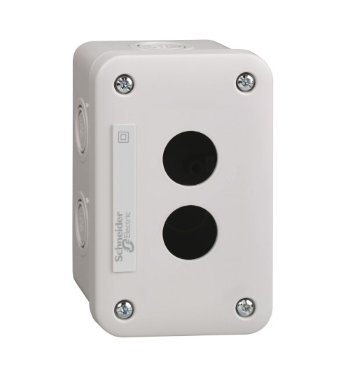 Schneider Electric XALE2 - empty control station - light grey - 2 cut-outs - IP54 - for XB7 Ã 22 mm