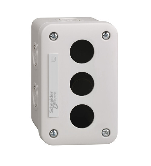Schneider Electric XALE3 - empty control station - light grey - 3 cut-outs - IP54 - for XB7 Ã 22 mm
