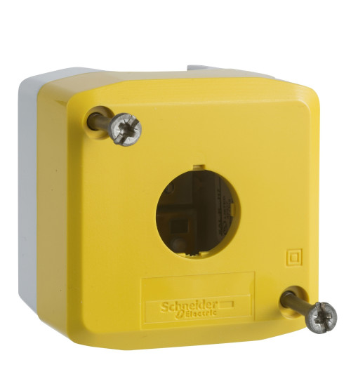 Schneider Electric XALK01 - Empty enclosure, plastic, yellow lid for push button Ã22, 1 cut-out