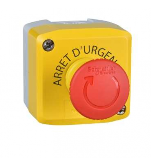 XALK178F - yellow station - 1 red mushroom head pushbutton Ã40 turn to release 2NC - Schneider Electric
