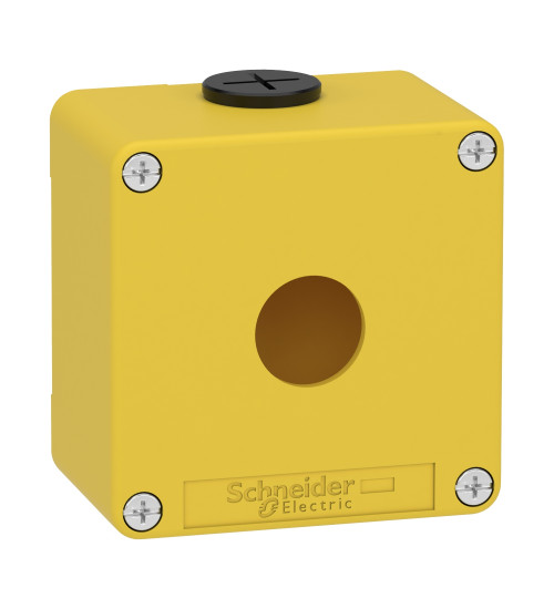 Schneider Electric XAPK1201 - Die cast empty control station, Harmony XAP, XB2 SL, zinc alloy, yellow, M20, 1 cut out 22mm, 80x80x51,5mm, UL cULus