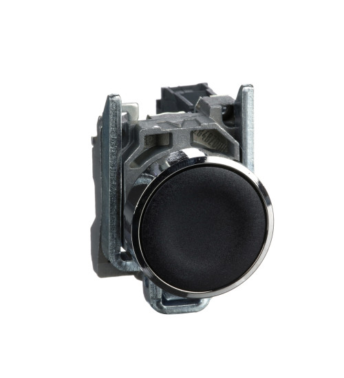 Schneider Electric XB4BA21 - Push button, metal, flush, black, Ã22, spring return, unmarked, 1 NO