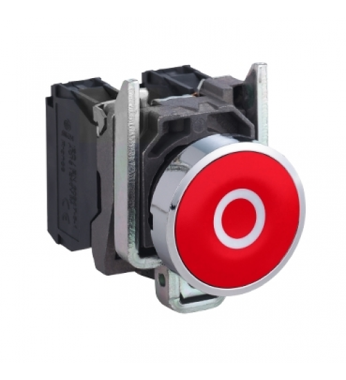 Schneider Electric XB4BA4322 - red flush complete pushbutton Ã22 spring return 1NC 